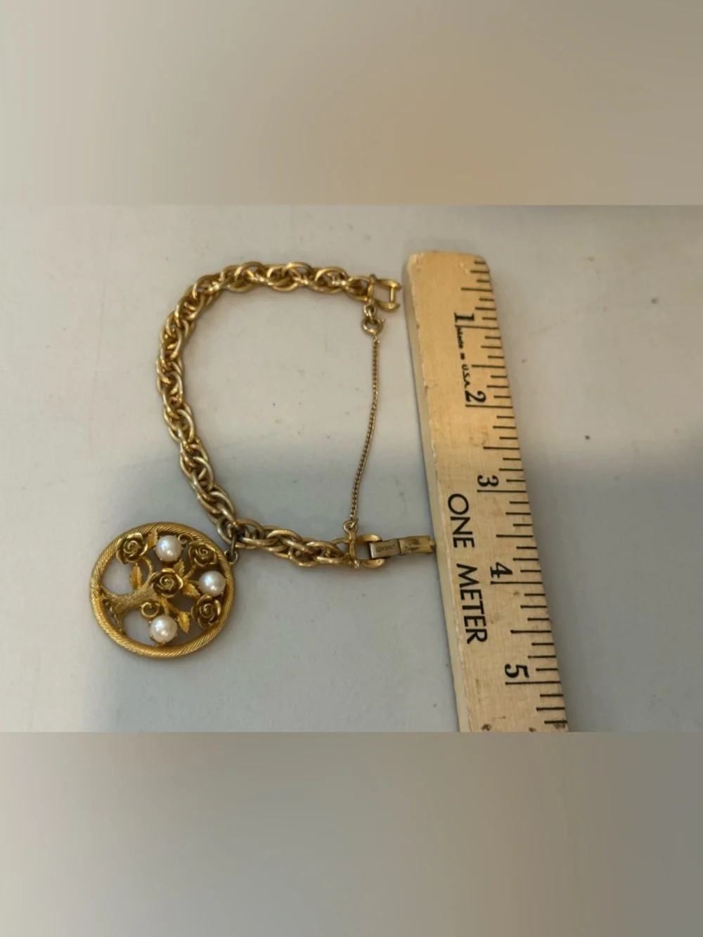Vintage Tree of Life Charm Bracelet‎ By Lisner Gold Tone